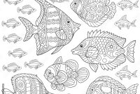 Coloring book tropical fish