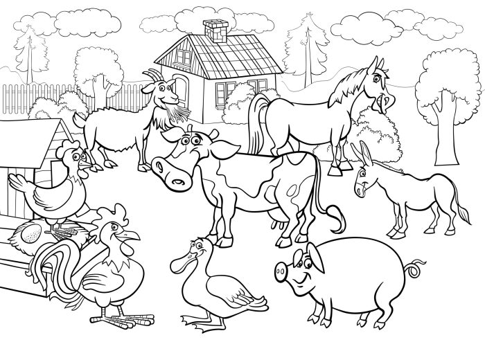 Farm animal coloring sheet printable