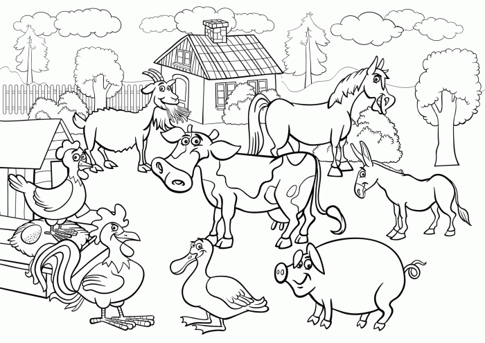 Farm animals clip art coloring