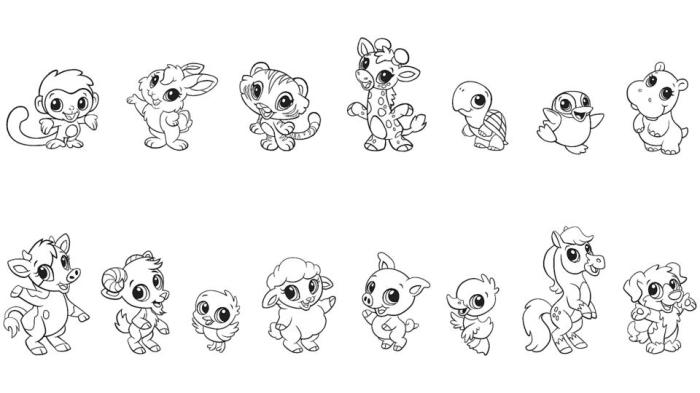 Cartoon baby animals coloring pages