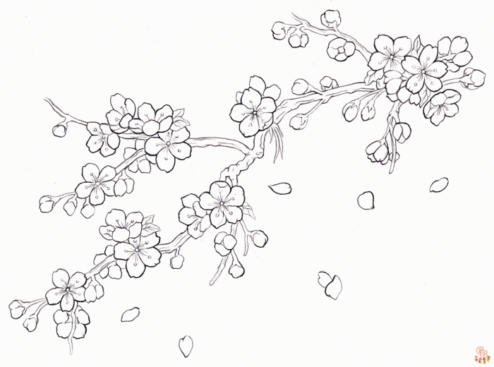 Cherry blossom coloring book