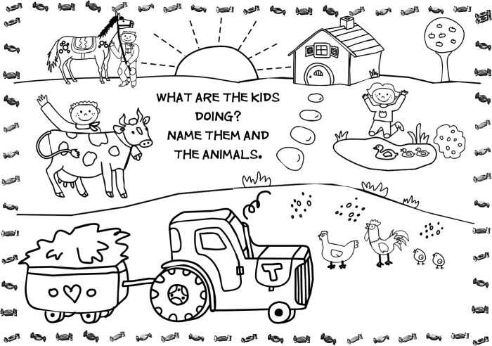 Farm animals coloring page