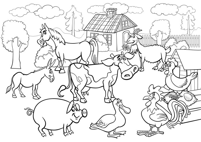 Farm animals coloring pages cartoon