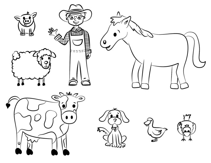 Easy farm animals coloring pages