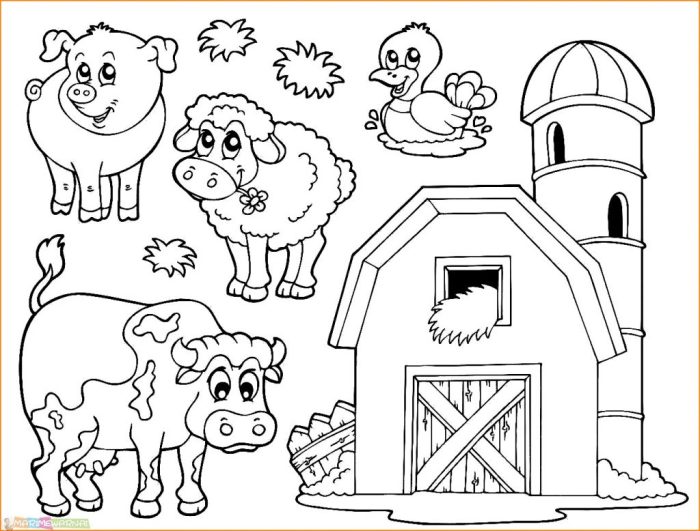 Farm animals coloring page