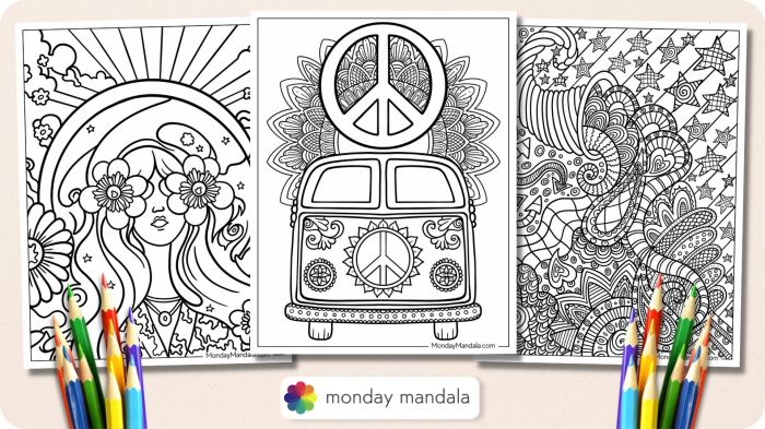 Hippie animals coloring pages