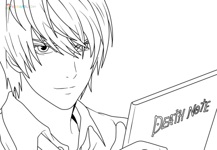 Note death coloring pages anime kids print color printable coloriage