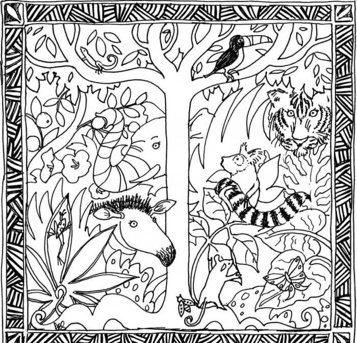 Free printable jungle animals coloring sheets