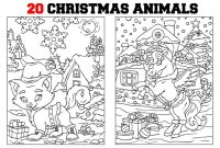 Animal christmas coloring page