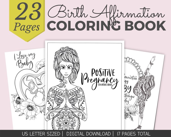 Birth affirmations coloring book