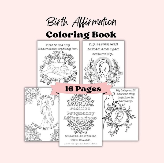 Birth affirmations coloring book