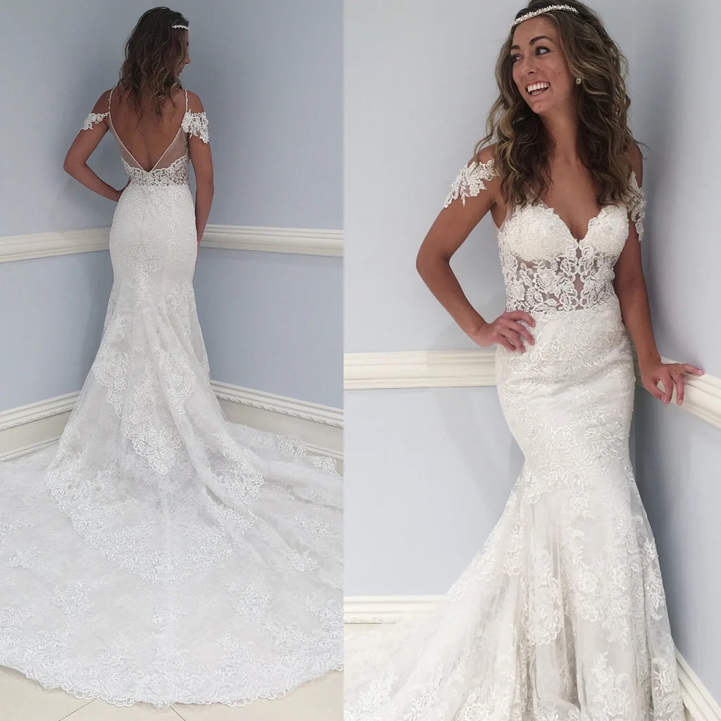 Wedding dresses v neck mermaid