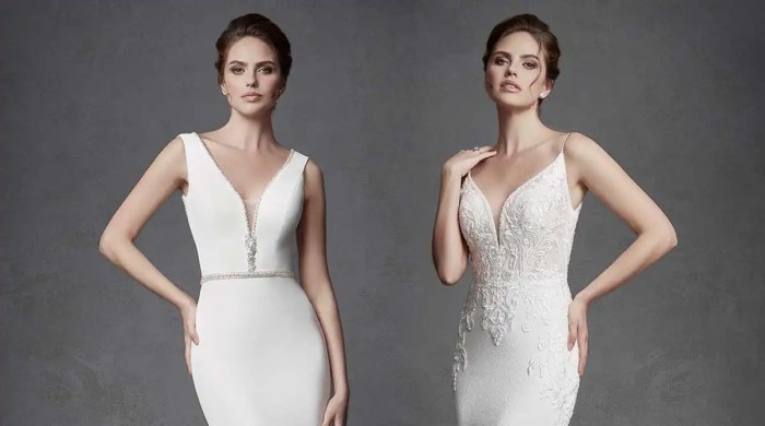 Deep v neckline wedding dress