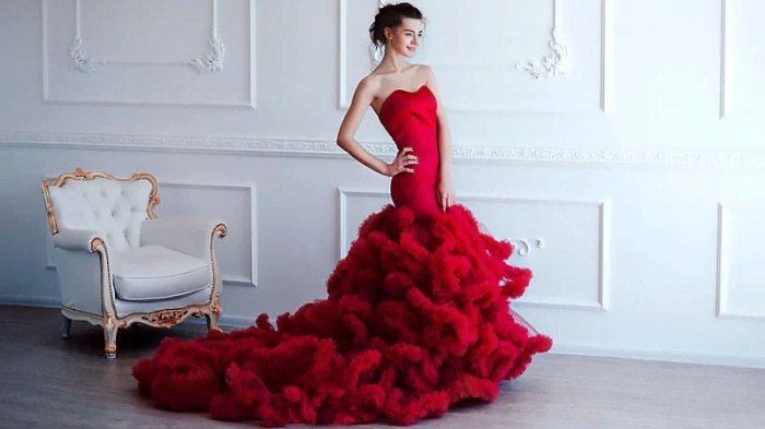 Wedding dress with red