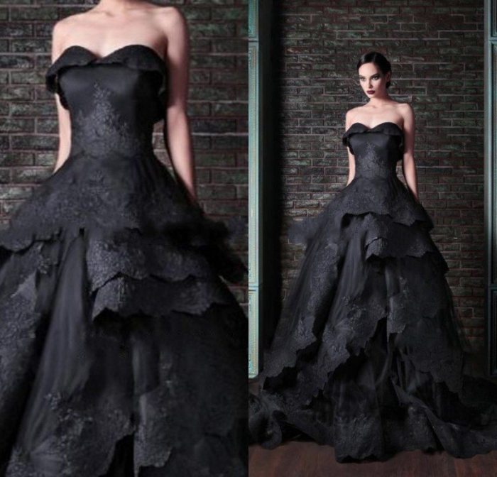 Black victorian wedding dress