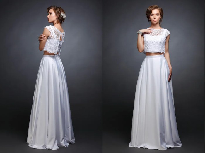 Crop top 2 piece wedding dress