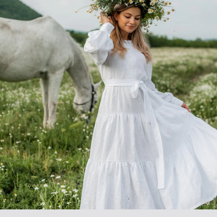 White linen wedding dress