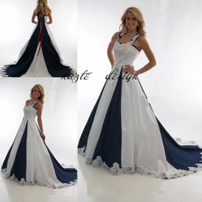 Wedding dresses blue and white