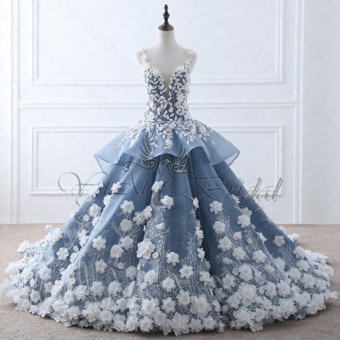 Wedding dress with royal blue color