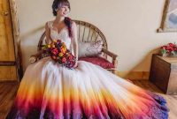 Wedding dresses with coloured embroidery