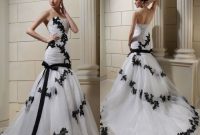 Wedding dress white with black lace